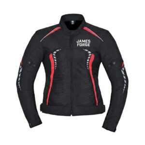 James Forge Motorcycle Jacket Donna Black-Red