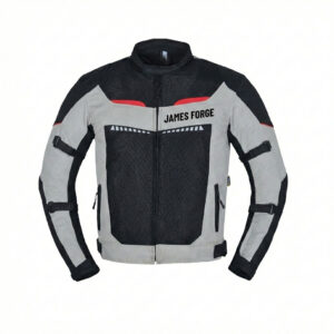 James Forge Motorcycle Jacket Sand Gray-Black-Red